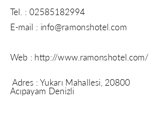 Grand Ramons Otel Acpayam iletiim bilgileri